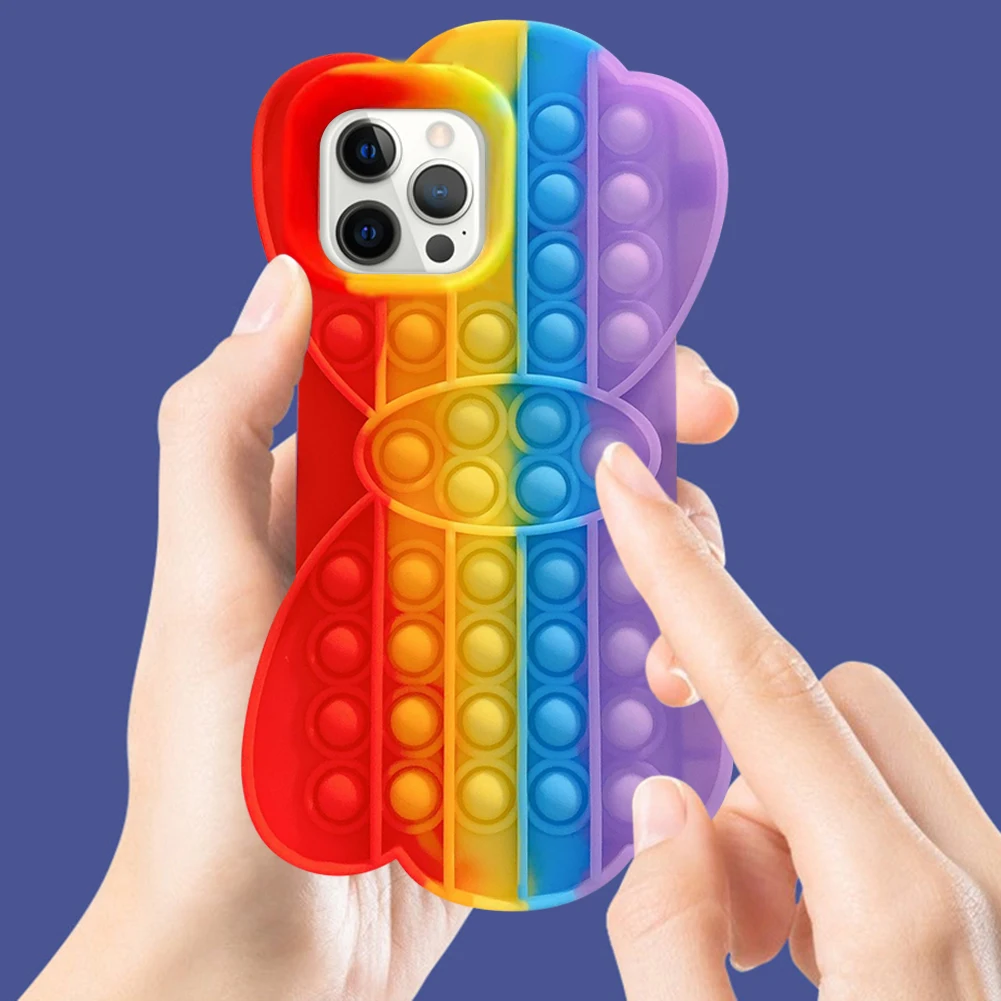 Funda de silicona para iPhone 11 12 Pro, juguete Antiestr&eacute;s con burbujas, funda para tel&eacute;fono-1