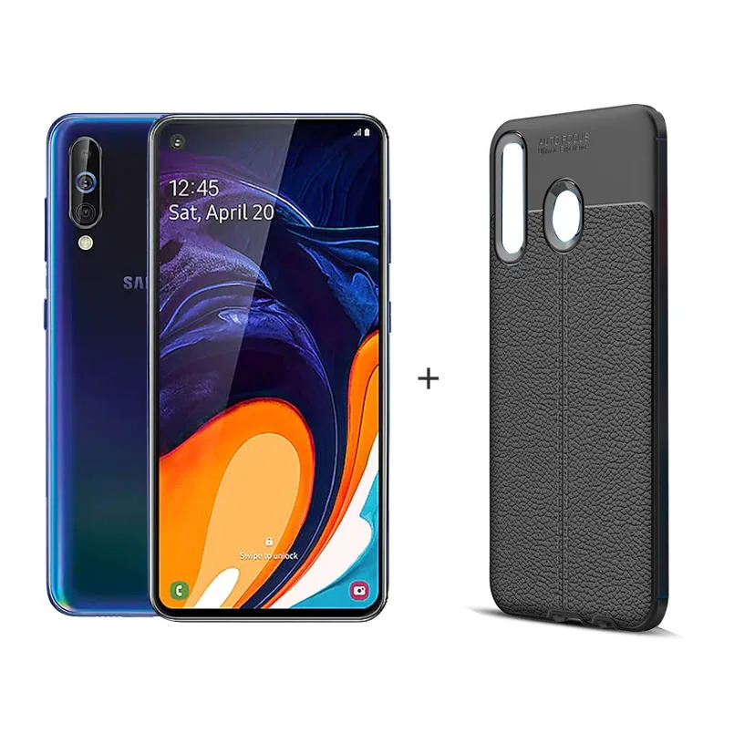 With phone case Samsung Galaxy A60 SM-A6060 смартфоны на Android 6,3 дюймов FHD+ Восьмиядерный процессор Snapdragon 675 6 ГБ 3500 мАч 32 МП камера NFC мобильный телефон - Цвет: With phone case