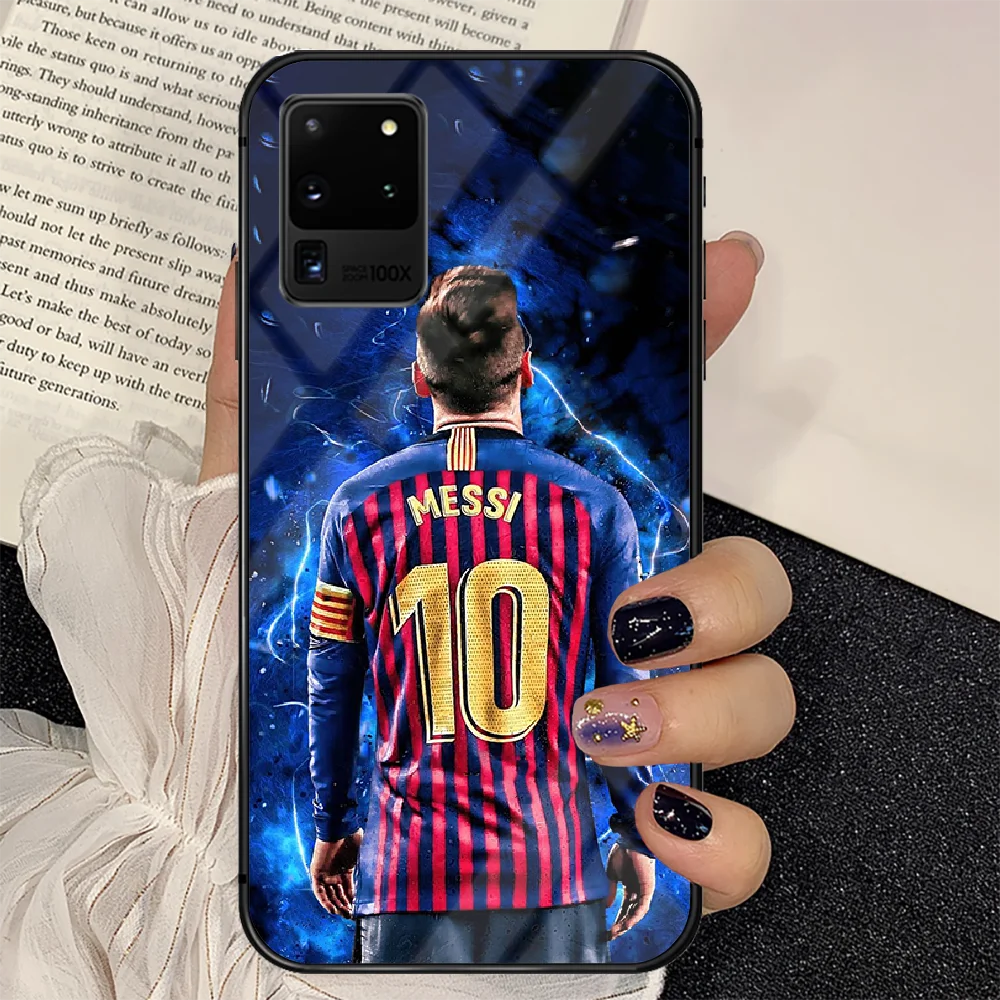 

Lionel Messi Football Soccer Phone Tempered Glass Case Cover For Samsung Galaxy S Note 5 6 9 10 10E 20 21 FE Plus Uitra Bumper