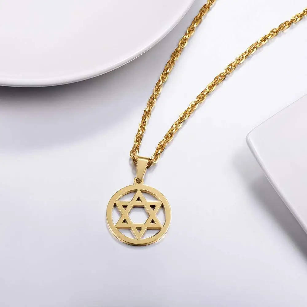 U7 Звезда Давида Цепочки и ожерелья Цвета: черный золотистый серебристый Шарм