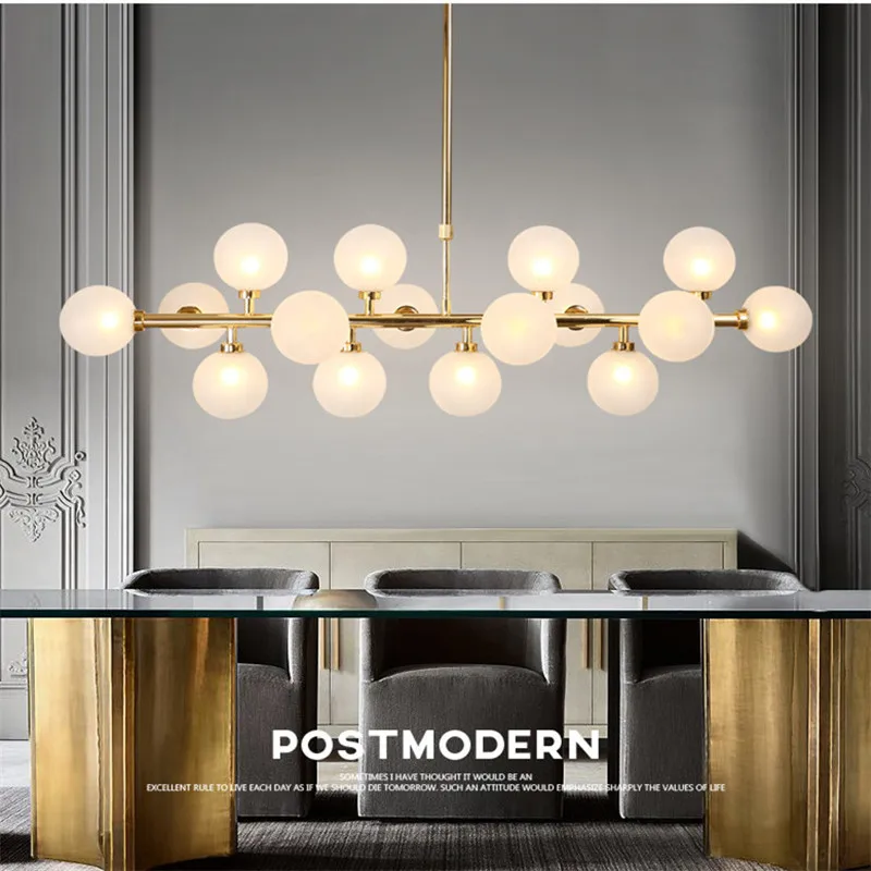 LED Nordic art magic bean chandelier modern minimalist milk white molecular dining room living room glass ball chandelier images - 6