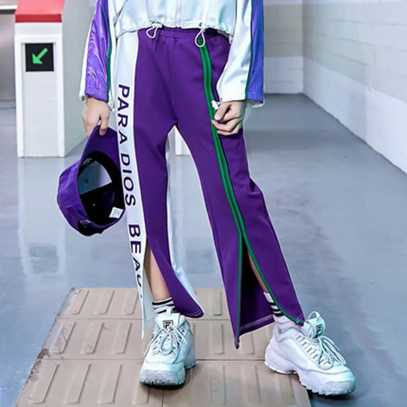 

2020 New Girls' Jazz Dance Costumes New Fashion Purple Hip-Hop Suit Children Modern Street Dancing Wear Girls Jazz Outfits