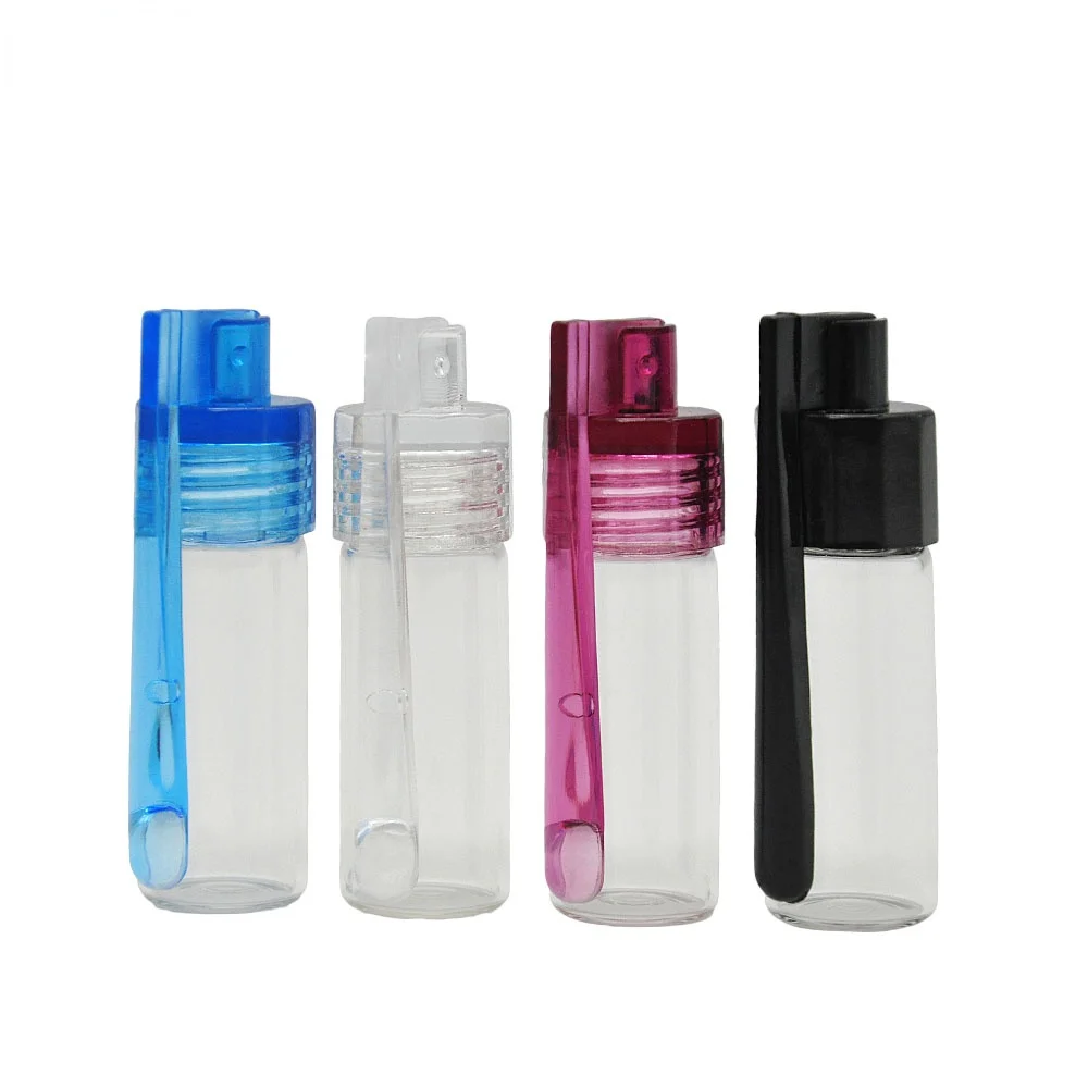 

New 36mm/51mm Glass Botella Bullet Rocket Acrylic Snuff Snorter Glass Plastic Snuff Snorter With Acrylic Cap Spoon