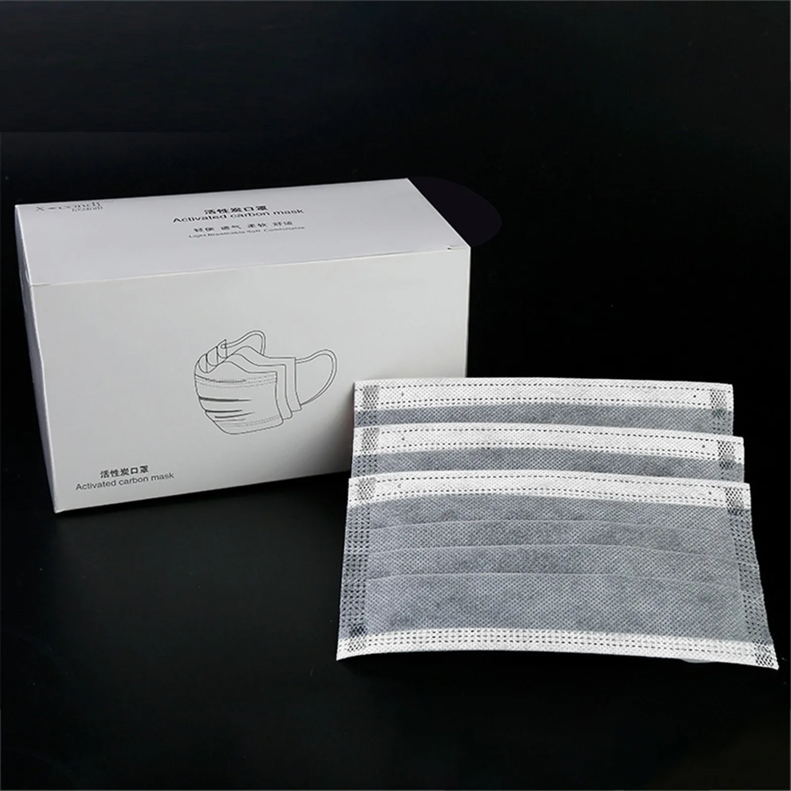 

50 PCS Face Mouth Mask Disposable 4 Layer Activated Carbon Non-woven Fabric Mask Earloop Mouth Masks