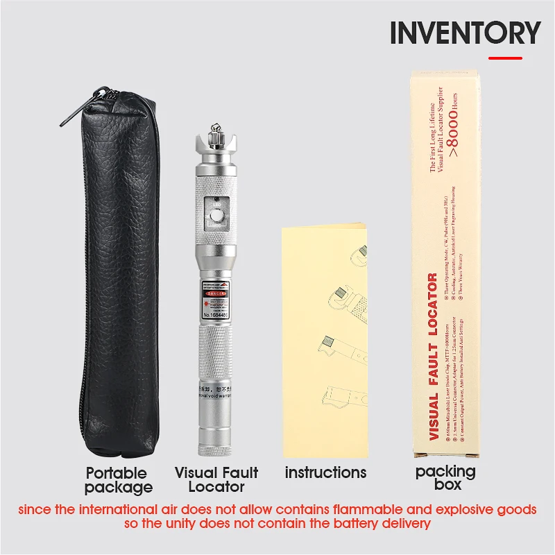 Silver 10km/20km/30km Red Light Source Fiber Tester Pen Visual Fault Locator Compliant SC ST FC Connector