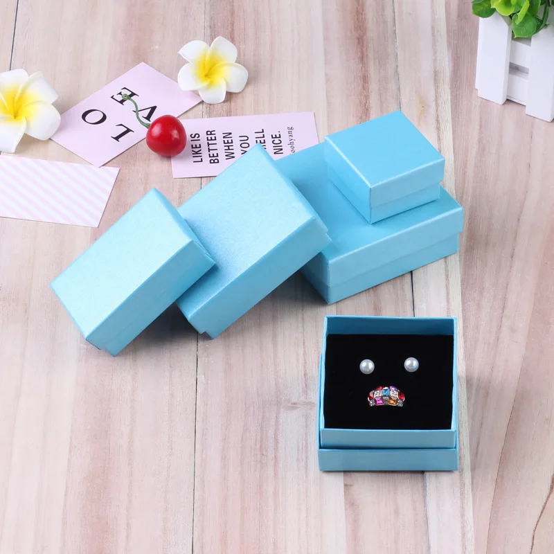 Light Blue 24 шт. квадратная бумажная упаковочная коробка для ювелирных изделий Высокое качество 8*5 см Розовое Ожерелье Кольцо Серьги Браслет Подарочная коробка на День святого Валентина - Цвет: Light Blue