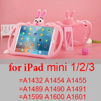 p mini 123 Силиконовый чехол для iPad air 2, 9,7 дюймов,,, детская подставка с милым Кроликом, чехол для планшета для iPad mini 2, 3, 4, 5, чехол - Цвет: p mini 123