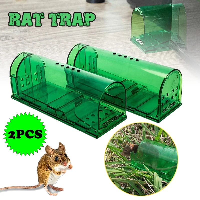 Trampa reutilizable para ratones, jaula para Control de plagas, para el hogar y el jard&iacute;n, para roedores, 2 unidades-0