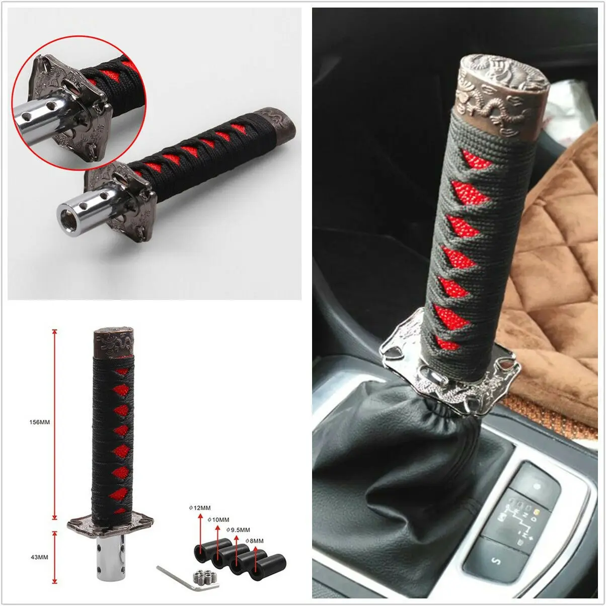 

Fashion 1 Set Universal Samurai Sword Vehicle Car Shift Knob Katana Metal Weighted Sport Shifter 4 Adapter Car Accessories