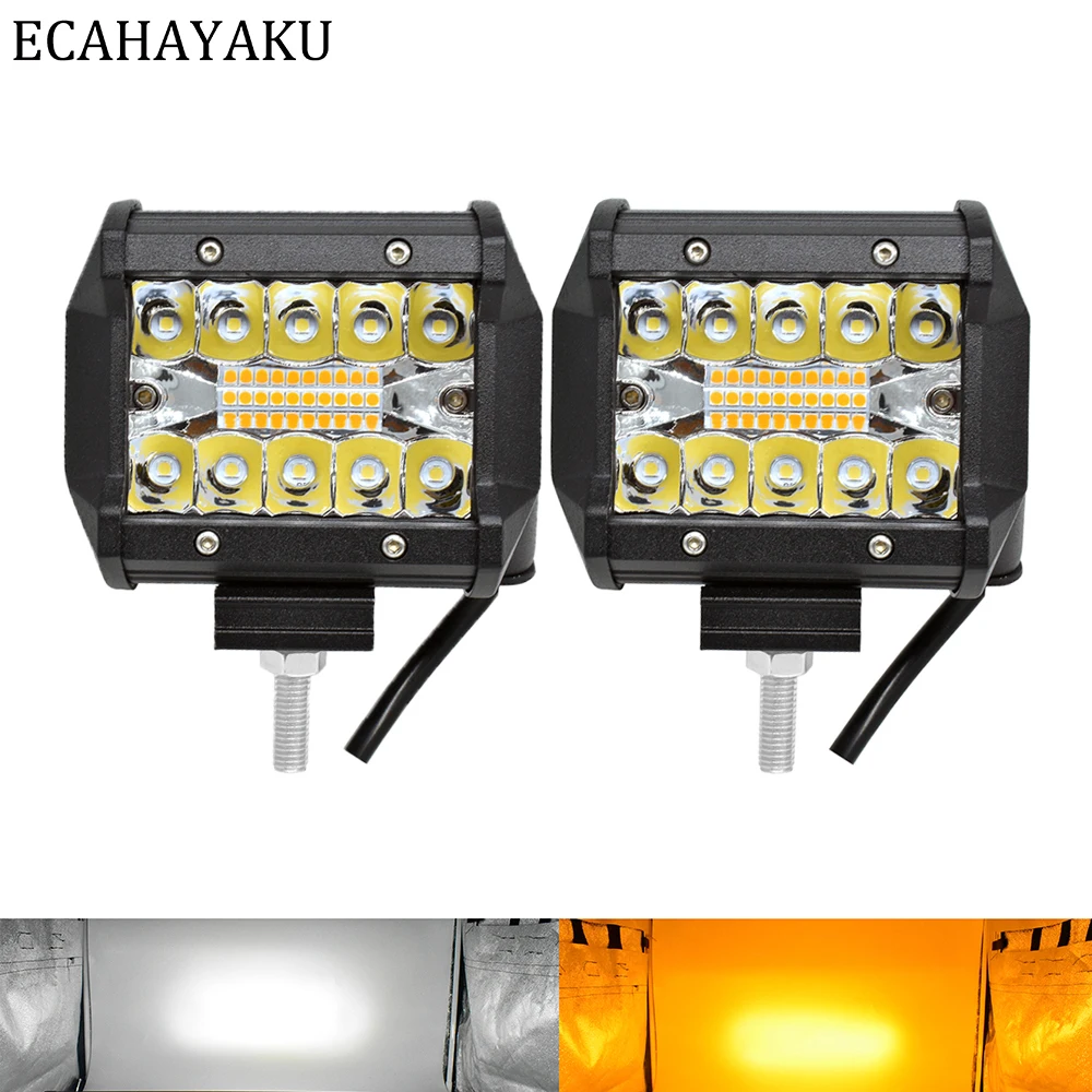 Светодиодный светильник ECAHAYAKU 4 &quot60 Вт с двумя цветами 6000K IP68 для внедорожников