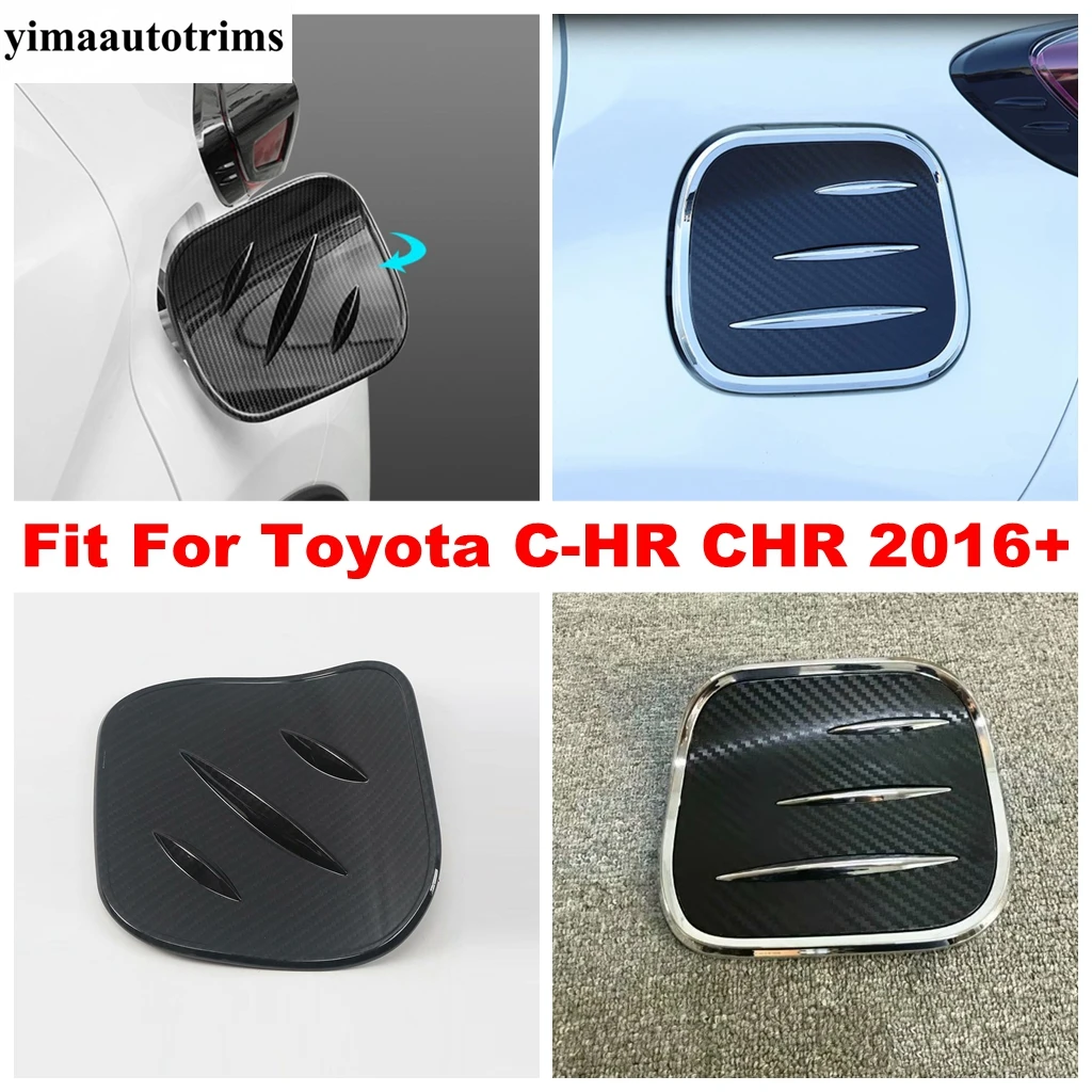 

ABS Chrome / Carbon Fiber Look Car Gasoline Petro Diesel Fuel Tank Oil Filler Cap Cover Trim Fit For Toyota C-HR CHR 2016 - 2021