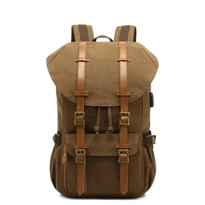 Рюкзак для ноутбука с usb-портом для зарядки, дорожный холщовый рюкзак для мужчин и женщин, винтажный школьный рюкзак для компьютера
