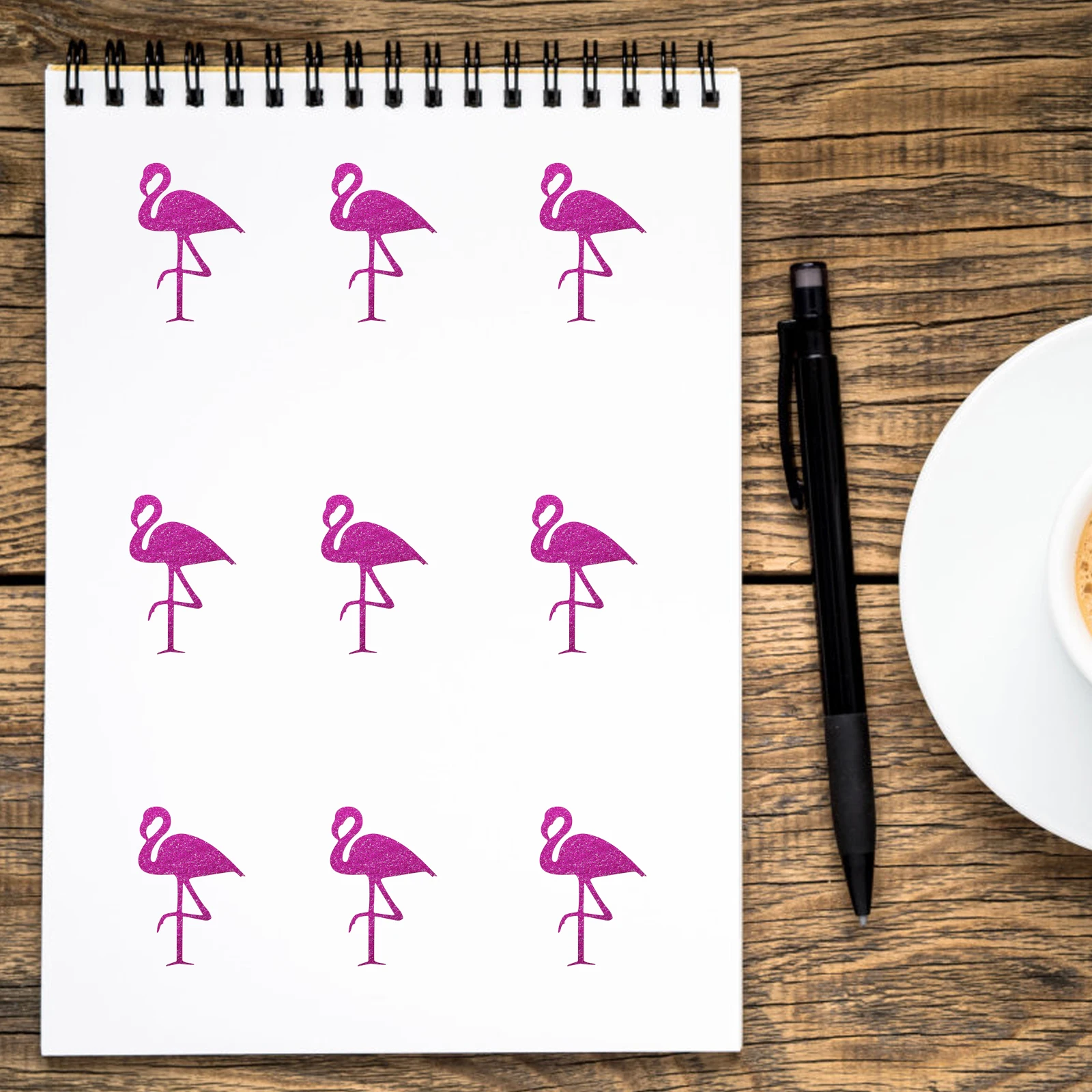 Розовые блестящие Стикеры с фламинго 12 шт. Гавайские вечерние для украшения