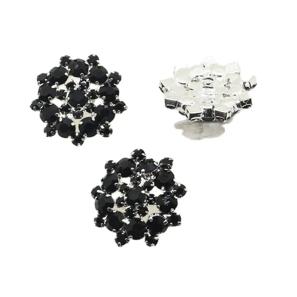 10pcs/lot 23MM Black Flower Rhinestone Snap Buttons for Crafts&ampScrapbooking Metal Shank Button Clothing Belt Bag Decoration | Дом и сад