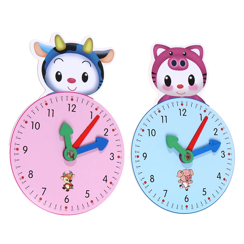 

Wooden Cartoon Clock Teaching Aid Stationery Alarm Clock Puzzle Toy Early Education Geometric Unisex Paper