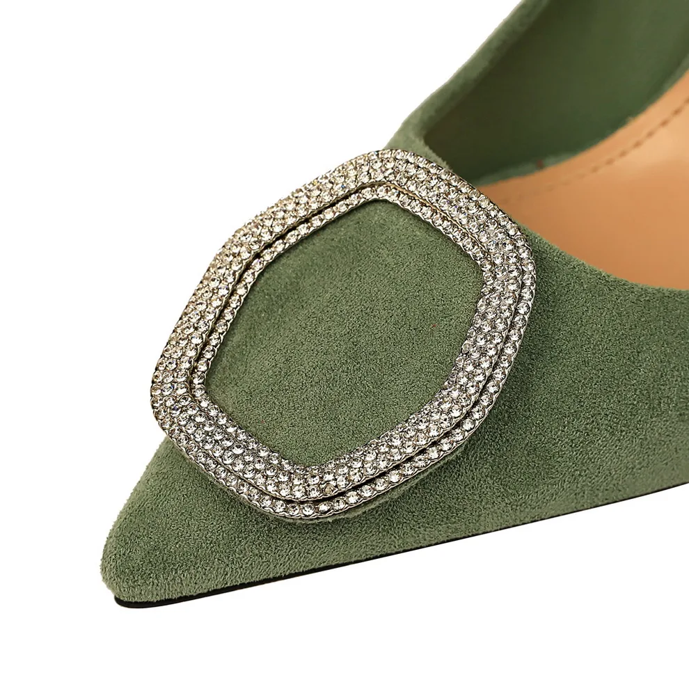 

shoes sexy high heels crystal shoes Pointed Top extreme high heels stiletto Flock dress shoes women rhinestone Pumps