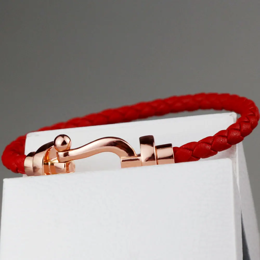 

KT High Quality Original Red Rope Horseshoe Bracelet Couple LOGO Luxury Trend Brand Jewelry Bracelet Fred Female Gift Holiday