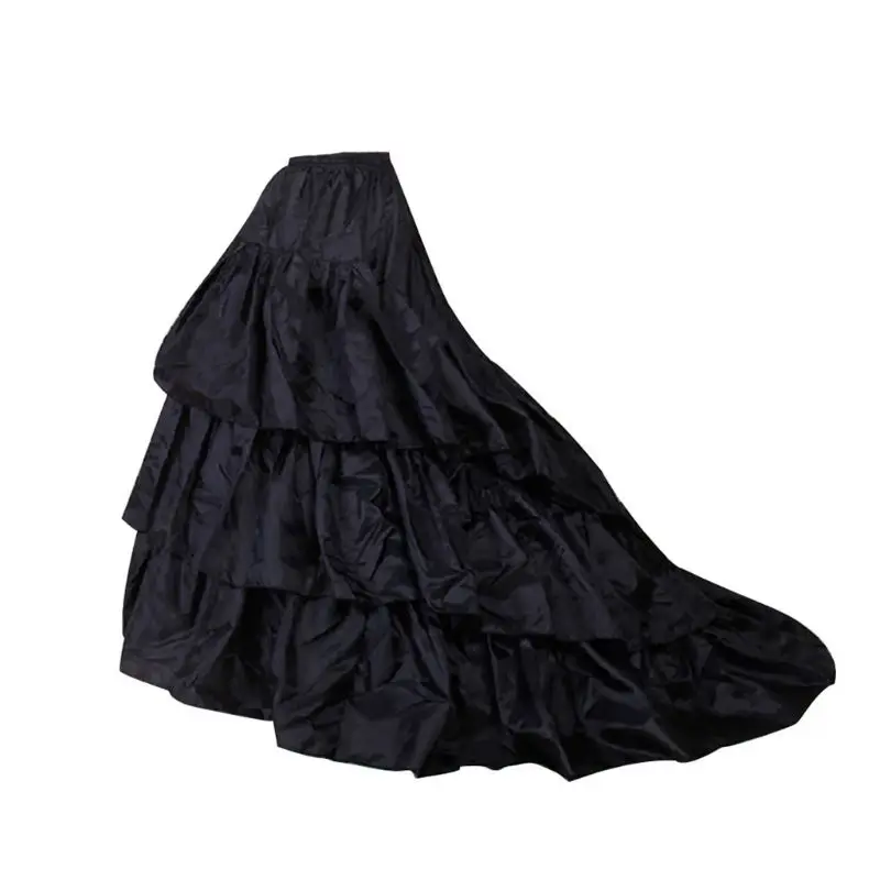 

Женское свадебное платье со шлейфом, черная или белая трехслойная юбка с оборками и эластичным поясом, подъюбники в стиле Лолиты, 2021