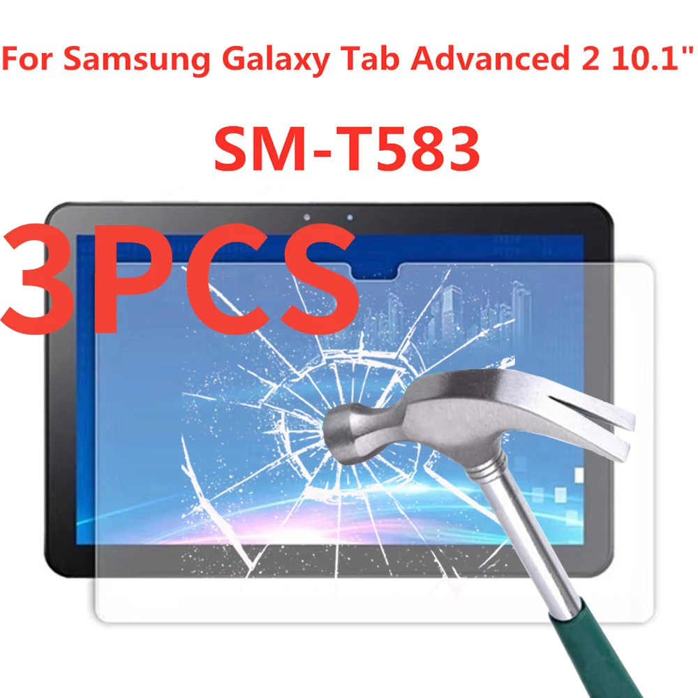 

3PCS 9H Tempered Glass Screen Protector For Samsung Galaxy Tab Advanced 2 10.1 Inch SM-T583 Anti Fingerprint HD Protective Film