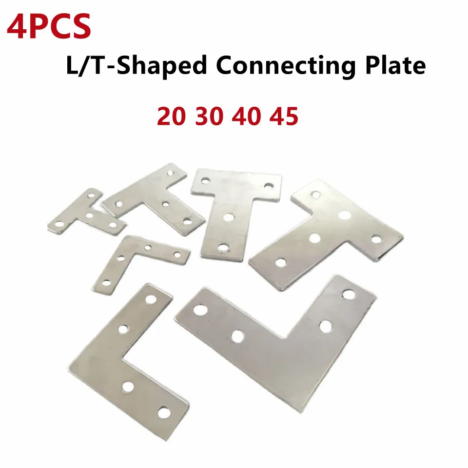 

4PCS 2020/3030/4040/4545 L-Shaped T-Shaped Connecting Plate Aluminum Profile Angle Connecting Piece Right Angle Piece