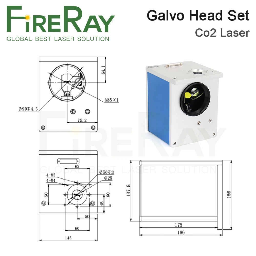 Комплект головок FireRay RC2808 Co2 Laser Galvo входная диафрагма мкм 12 мм 14 16 20 для лазерной
