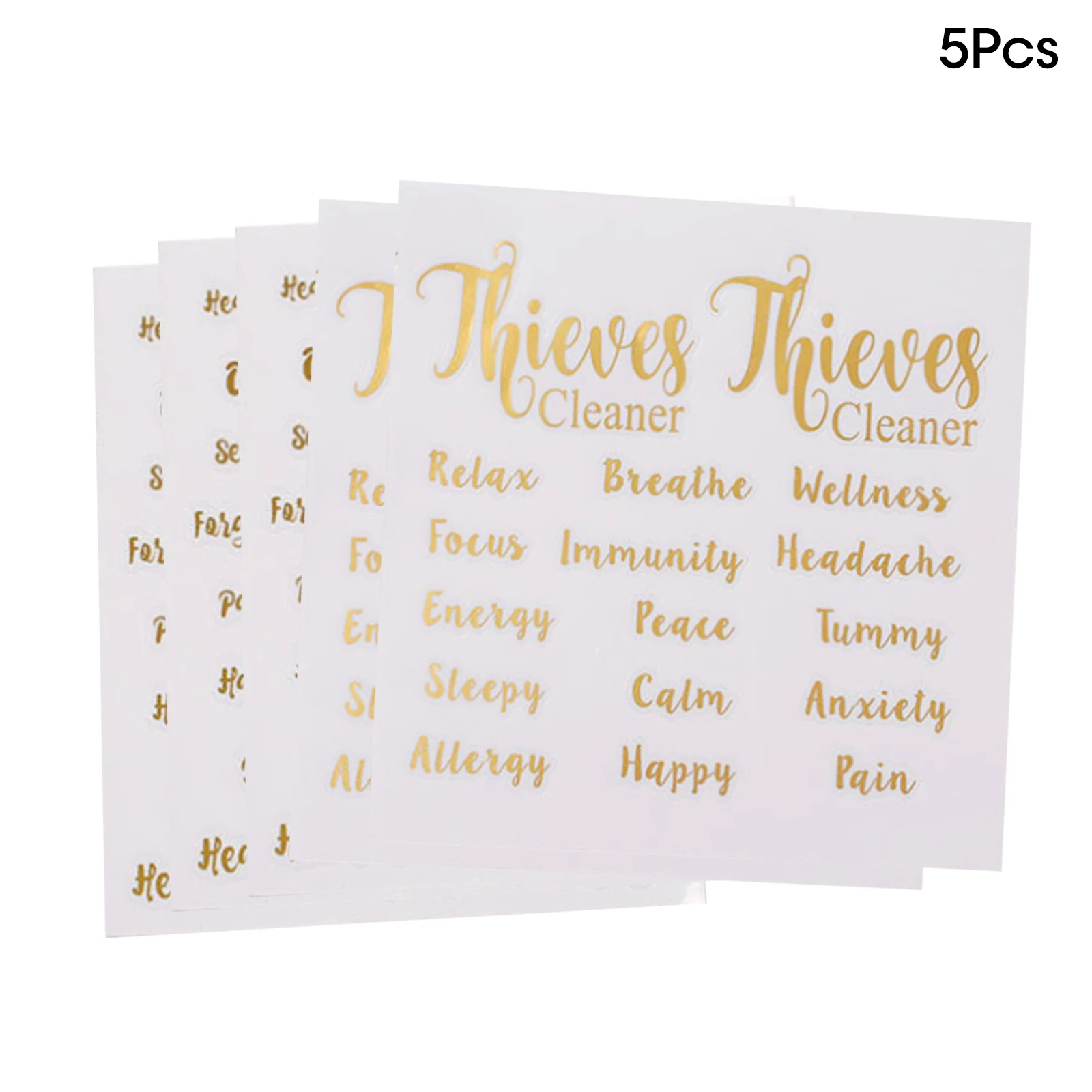 

5 Sheets Essential Oil Bottle Stickers Self-Adhesive Pasters Golden Letters Labels Tag Stickers Essential Oil Bottle Labels