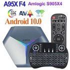 2021 Новый A95X F4 Смарт ТВ BOX Android 10 ТВ BOX Amlogic S905X4 RGB светильник 4 32г 64Г Декодер каналов кабельного телевидения двухъядерный процессор Wi-Fi 8K Media Player