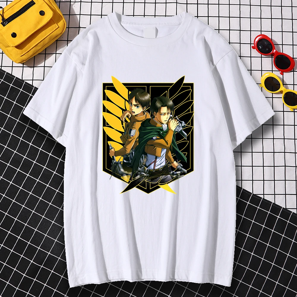 

Kohpweran Vintage Style Clothing Casual Oversized Tees Attack on Titan Printing Man T-Shirts Aesthetic Comfortable Mens Tshirts