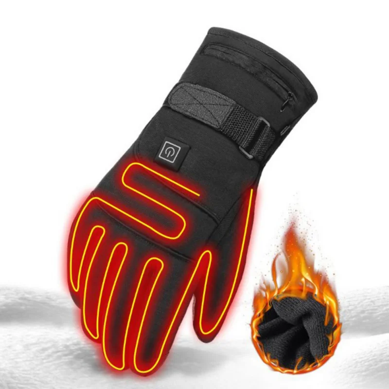 

1 пара зимние перчатки с электрическим подогревом ветрозащитные перчатки для сенсорных экранов велосипедные лыжные перчатки на батарейках...