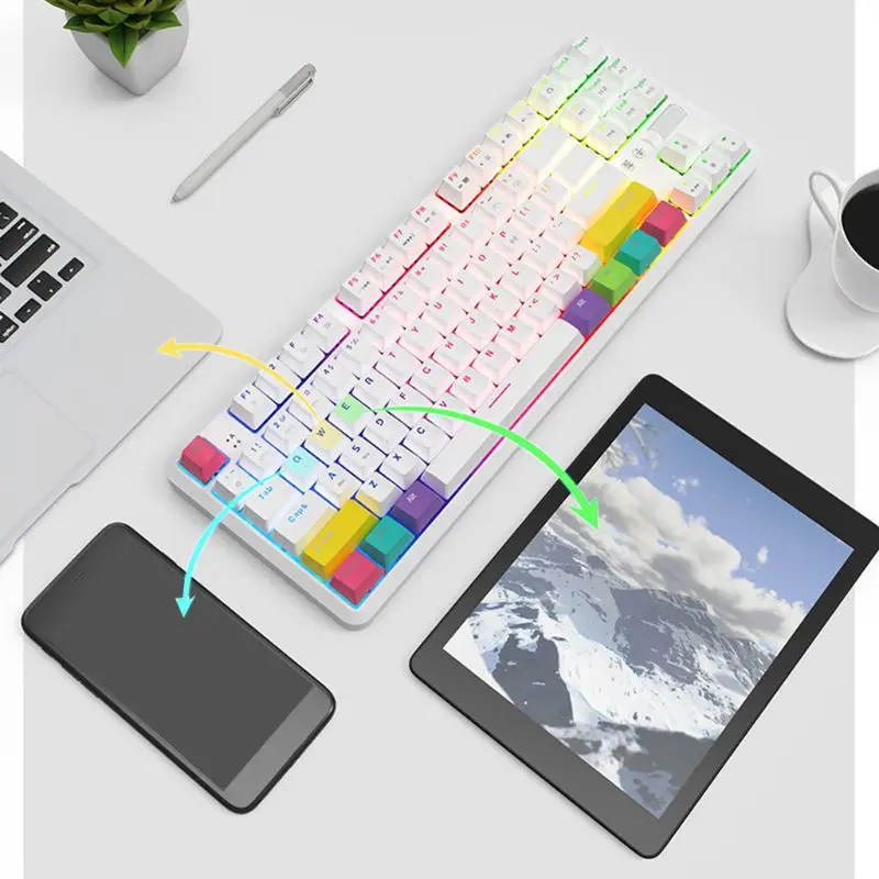 Беспроводная Механическая Bluetooth клавиатура 87 клавиш для Ajazz K870T с RGB подсветкой