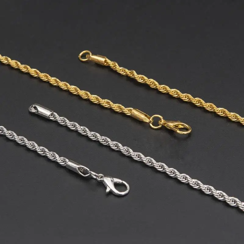 

45/50/60cm Length 3mm Thickness Twist Chain Square Snake Necklaces Iron Choker Hip Hop Necklace For Men Women Wholesale Jewelry