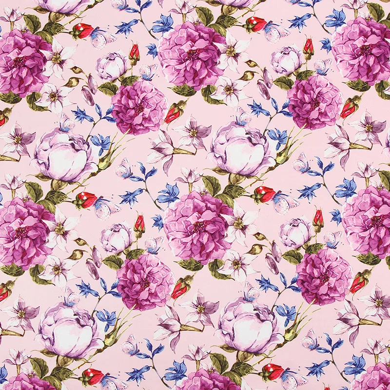 

Floral Printed Knit Fabric Polyester Spandex Stretch Air Layer For Outerwear Skirt