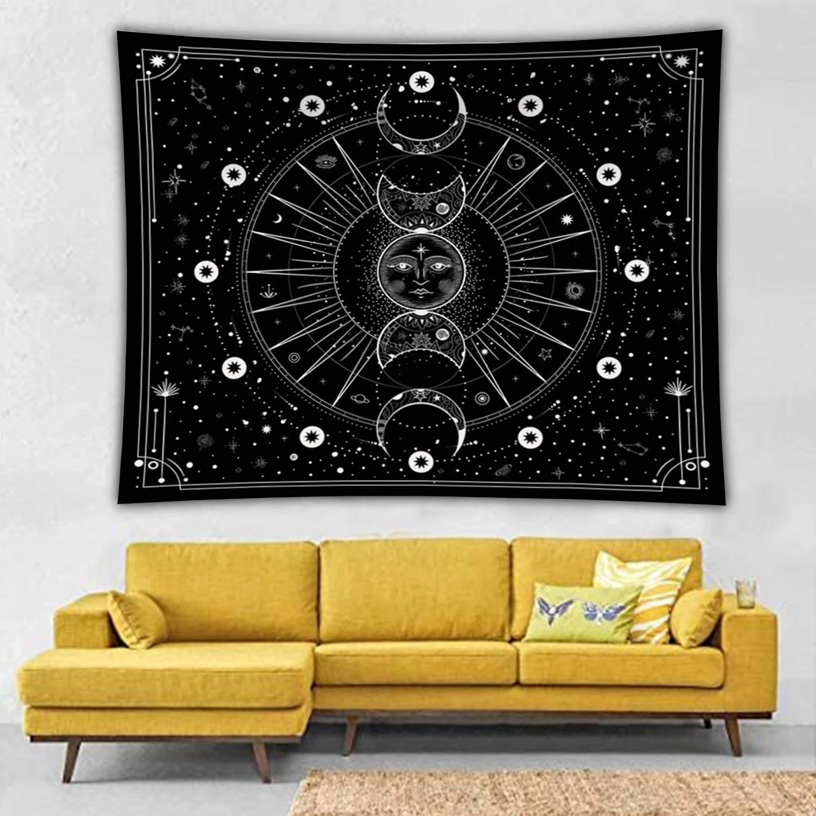 Гобелен с Лунной фазой 2021 новейшие психоделические черно-белые настенные