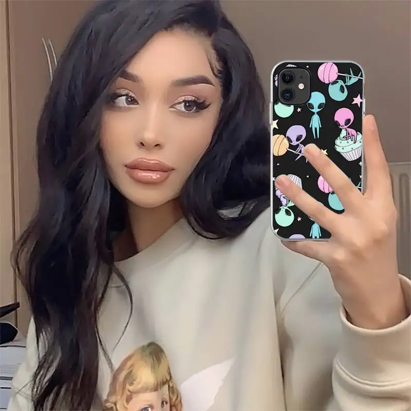 

Aesthetics Cute Cartoon Alien Phone Case For iphone 12 mini 5 5s 5c se 6 6s 7 8 plus x xs xr 11 pro max