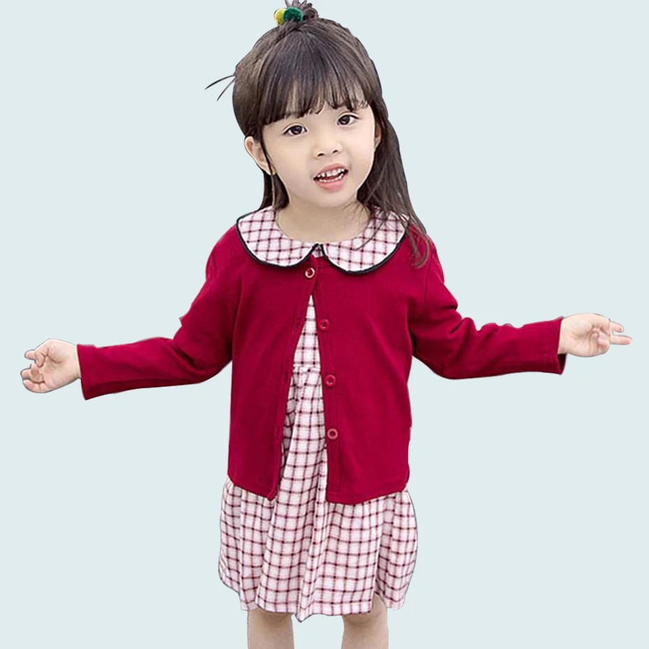 Одежда для малышей платье в клетку и кардиган комплект из 2 предметов одежда