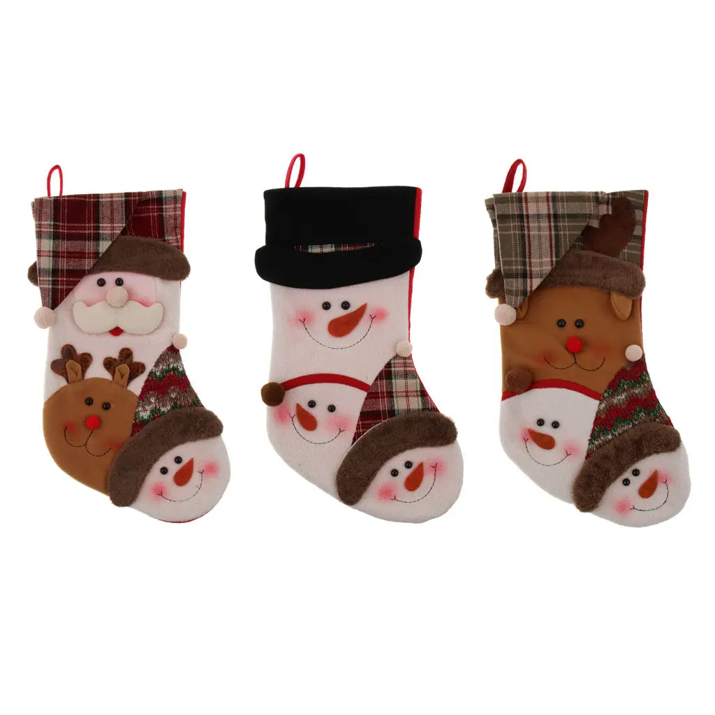 

Рождественские игрушки-украшения Подарочные чулки, нетканое полотно, Санта, лось, Снеговик (3 модели на 1 носок)