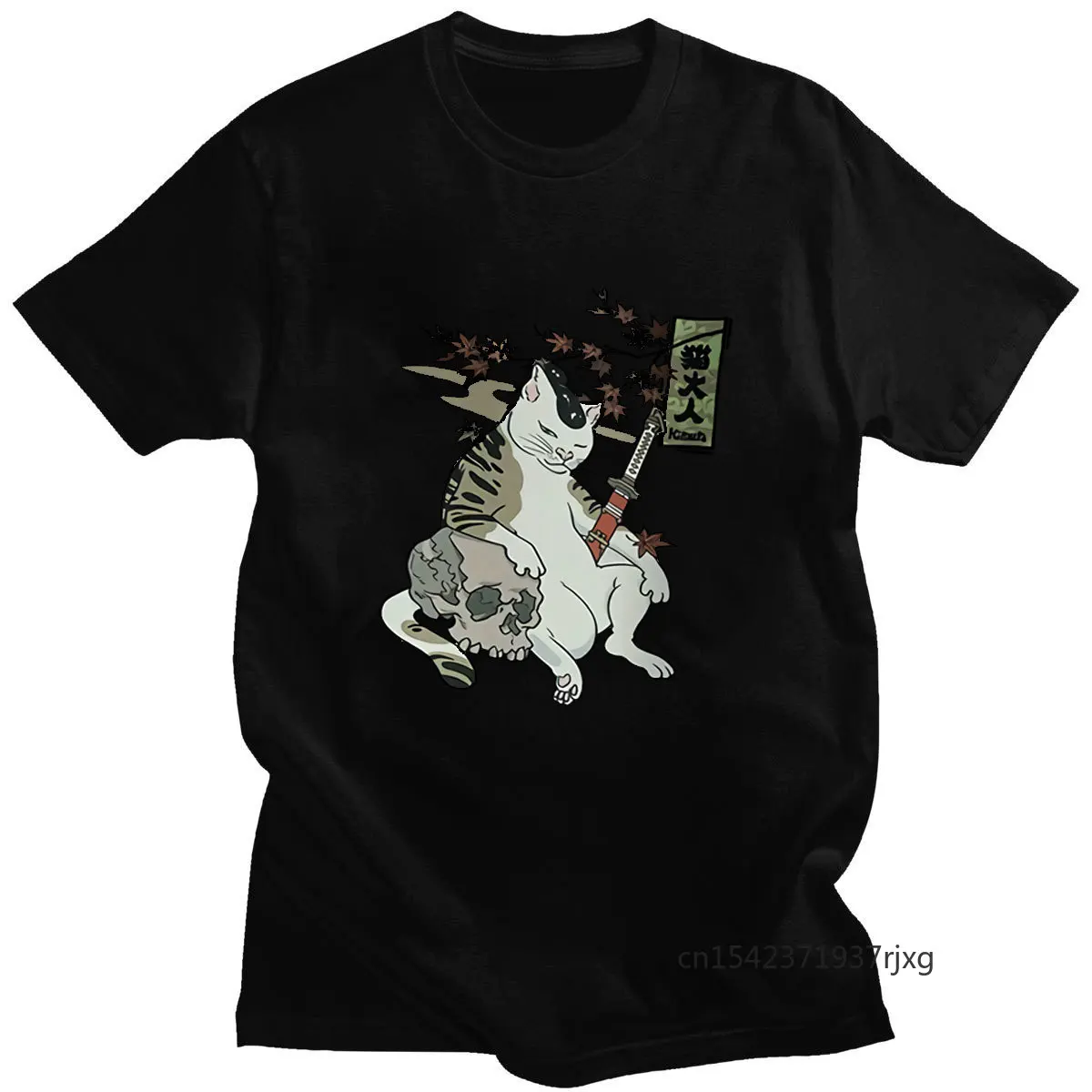 

s Short Sleeve Tee Japanese Style Samurai Cat Anime T-shirt Hip Hop Japanese T-shirts Summer Popular Streetwear O-Neck