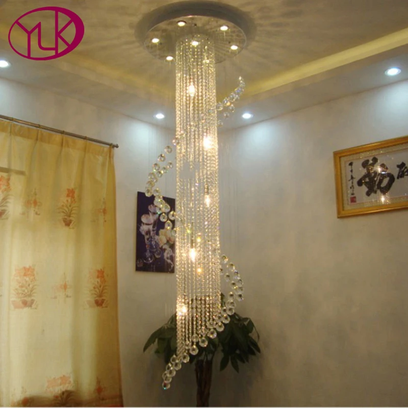 Хрустальная люстра с длинной лестницей светодиодный круглый светильник