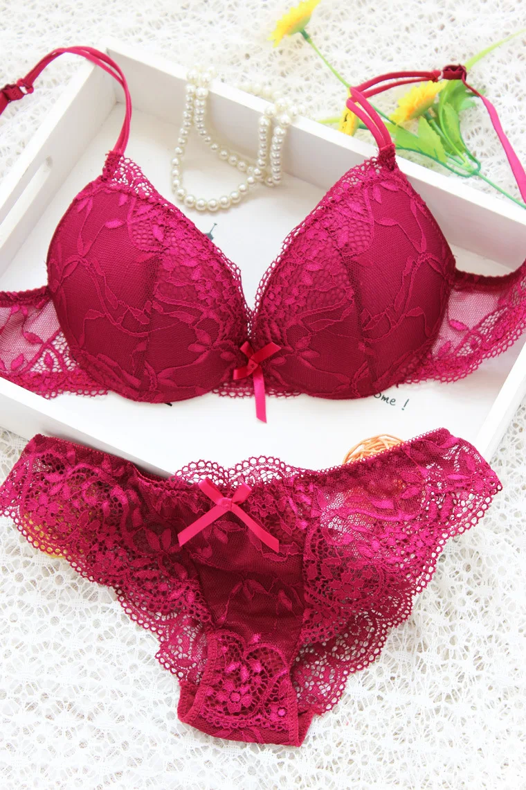 Для женщин пуш ап LingerieBra трусики Комплект бюстгальтеров и трусиков LaceBra