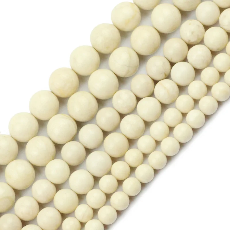 HGKLBB Rice white Natural Stone Ancient Fossils Round Spacer Loose Beads For Jewelry making 6/8/10MM DIY Bracelet Accessories | Украшения и