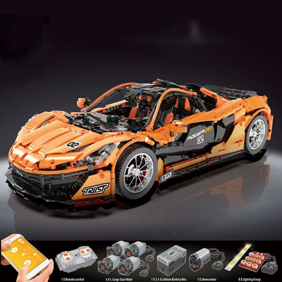 DHL 13090 3228 шт Technic серии P1 оранжевый комплект гоночных автомобилей модель