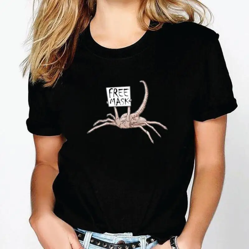 

Летняя модная футболка, женская футболка с принтом в виде инопланетянина, повседневная женская футболка с коротким рукавом