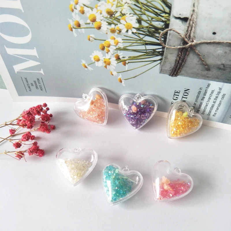 10 шт. подвески для сережек в форме сердца из акриловой смолы кабошон хрустальные
