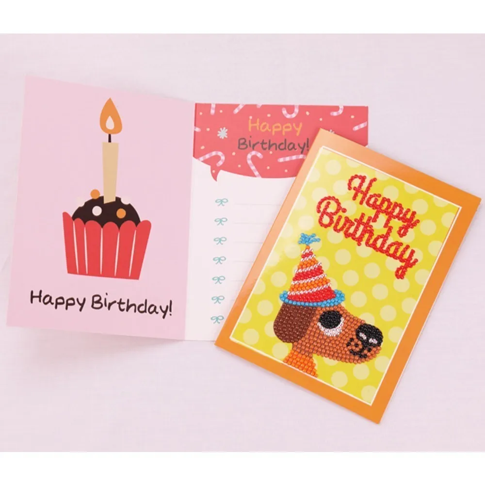 EverShine DIY Diamond Painting Birthday Cards Postcard Cartoon Embroidery Full Display Children's Handmade Gift|Алмазная мозаика и