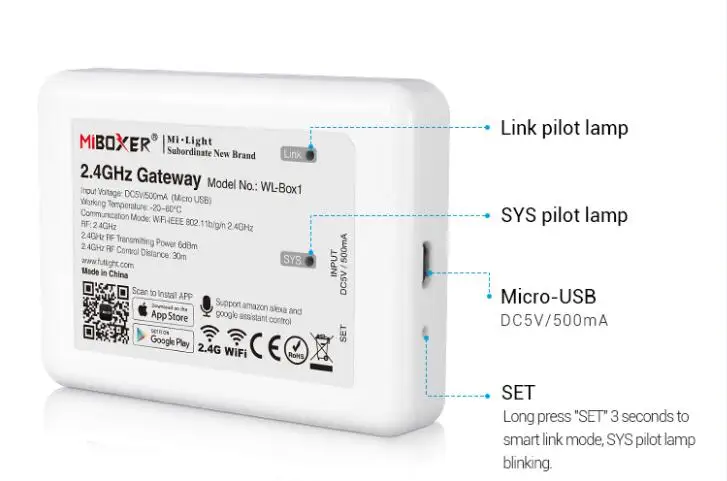 MiBoxer WiFi WL-Box1 светодиодный контроллер умный ночной Светильник 2,4G беспроводной WiFi RGB для Mi светильник RGBW WW светодиодный светильник полосы s