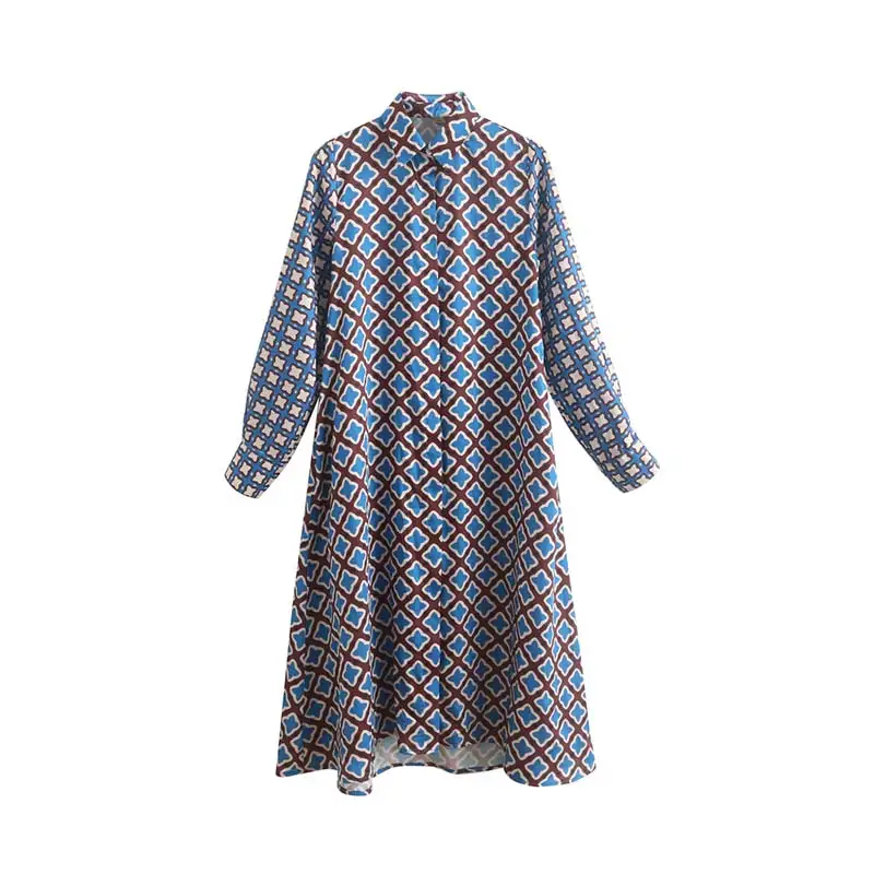 Женское элегантное платье vadim с принтом миди, прямое стильное платье с длинными рукавами и карманами, женская повседневная одежда офиса, платья до середины икры QC820 - Цвет: as picture