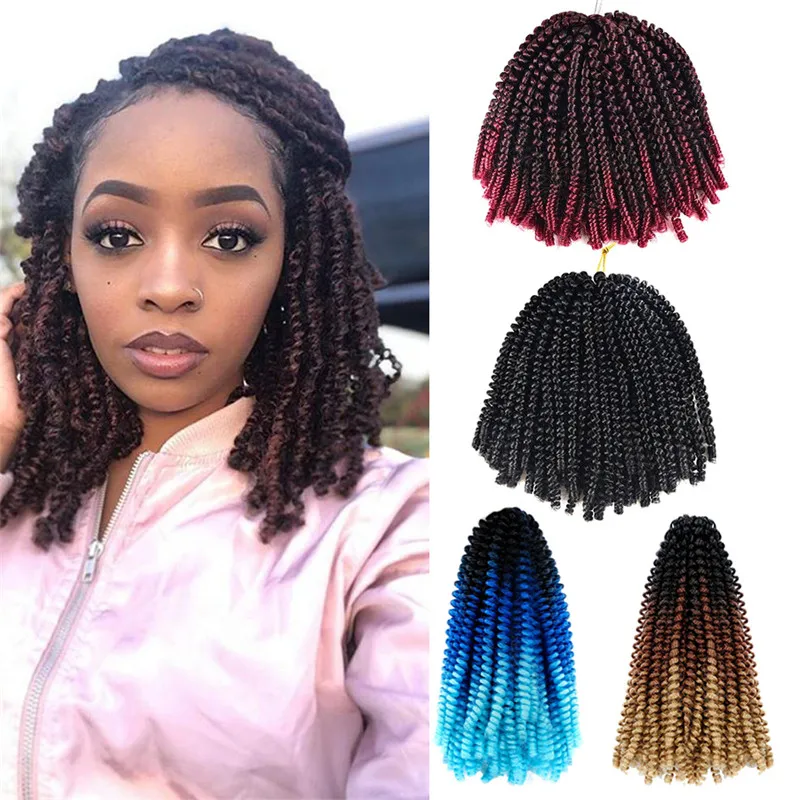 

Kong&Li 8Inch Spring Twist Hair Crochet Braids Passion Twist Synthetic Pre-Twist Crochet Hair Extensions Bomb Twist