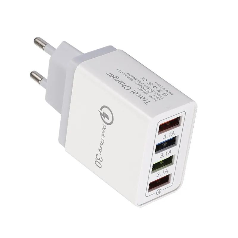 4 порта QC 3 0 Быстрая быстрая зарядка USB концентратор настенное зарядное