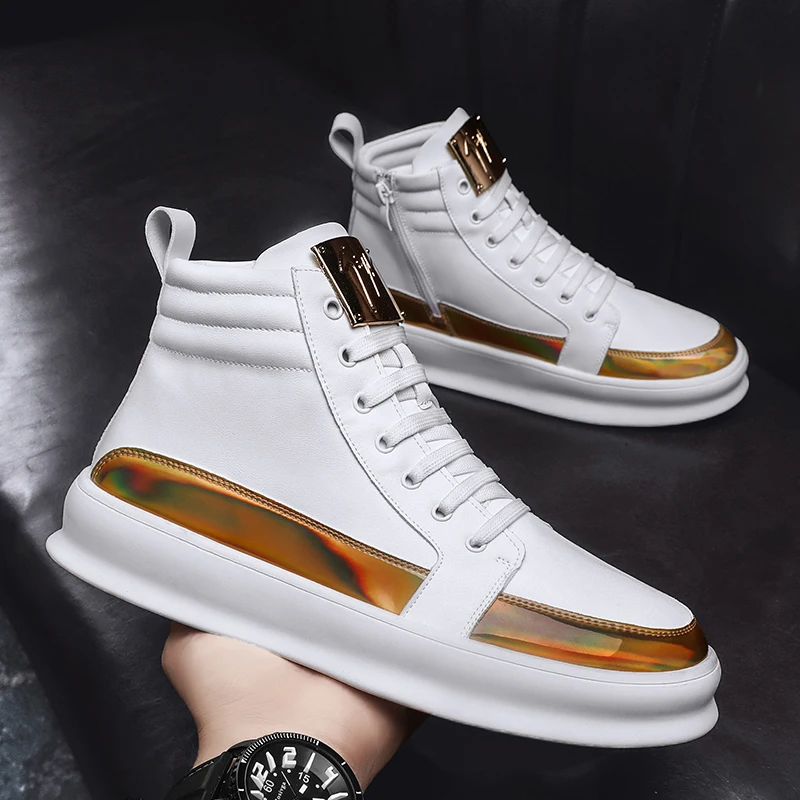 

Trend Shoes High Shoes Casual Men Board Leather Fashion Walking Hot Sale For Men's Boots Dress Mens Hightop Top Sneakers