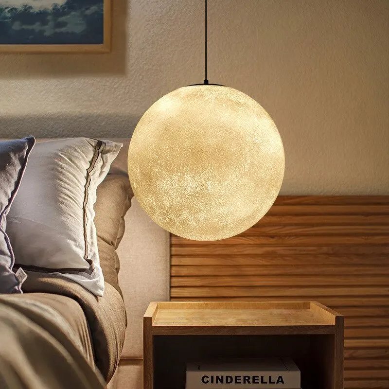 

Creative Moon Chandelier Modern Simple Restaurant Bedroom Living Room Light Nordic Cafe Bar Single Head Moon Light LED Bulbs E27